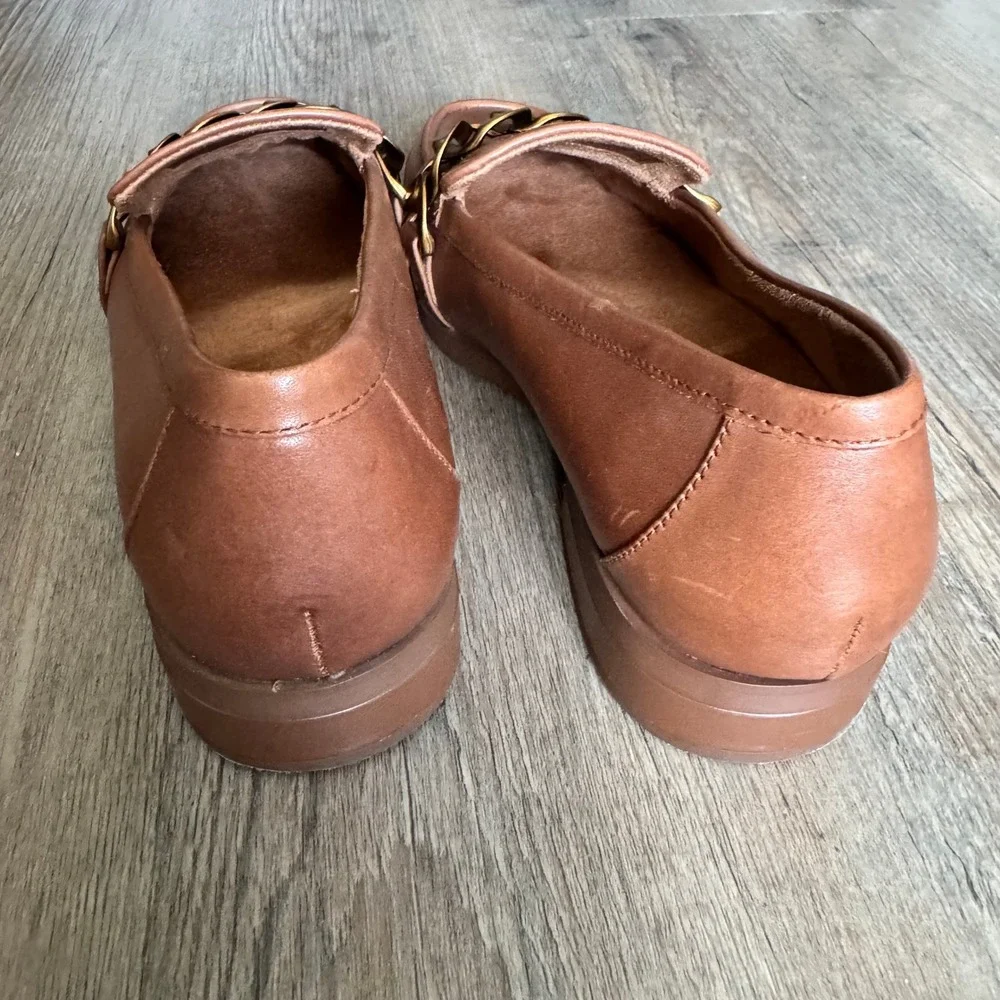 Vionic Mizelle Tan Leather Chain Link Loafers Womens‎ 6.5 Shoes